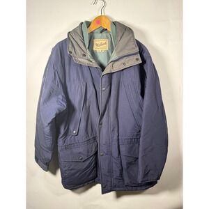 Woolrich Arctic Parka Chore Jacket‎ Men's Navy Blue Hooded Outdoor Size Medium